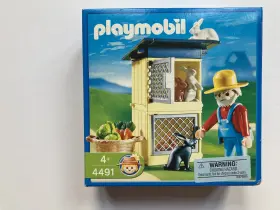 4491 Playmobil #4491 Farmer With Rabbit Pen New In Sealed Box 2004