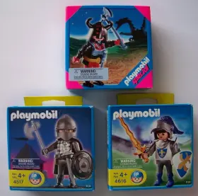 4616 Playmobil 4517 4633 Lot Of 3 Knight Figures New Dragon Warrior Dark Blue