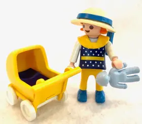 4584 Playmobil Victorian Girl With Baby Carriage And Doll Complete No Box Vintage