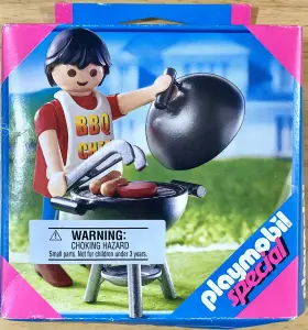 4649 Playmobil Bbq Barbeque Chef And Grill Steak Hotdogs 2005 New In Sealed Box