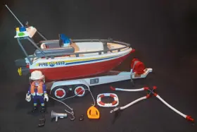 4823 Playmobil Fire Boat With Trailer 98% Complete Read