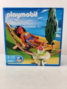 4861 Playmobil Woman In Hammock Table Plant Book Vintage 2009 New Discontinued