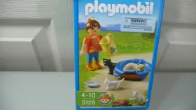 5126 Playmobil Retired Girl With Cat Family Mom And Kittens New