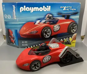 5175 Playmobil Racing Set - Fast Wind Up Red Rally Car Turbo Racer