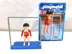 5191 Playmobil Olympic Gymnastics Set Uneven Bars Missing 1 Bar With Box