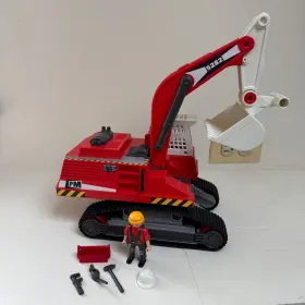 5282 Playmobil City Action Red Digger Excavator With Figure And Tool Box