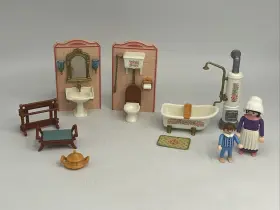 5324 Playmobil Bathroom For Victorian Mansion Dollhouse 1992 - Not Complete