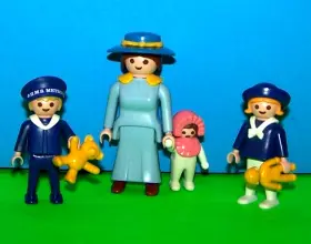 5406 Playmobil Vtg Excellent Victorian Family Mother Twins Boy And Girl Baby