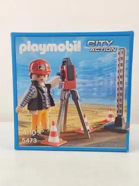 5473 Playmobil Surveyor Figure Tools Leveling Staff Comes New 2012 Rare Land