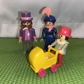 5507 Playmobil #5507 Victorian Mansion Family Figures Mom Dad Child Stroller Doll Vtg