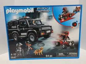 5647 Playmobil Tactical Unit Police Hummer Atv Chase Handcuffs Dog Guns New 2014