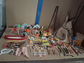3733 Playmobil 5649 Vintage 1988 Indian Camp Western Teepee Native American Mixed Lot