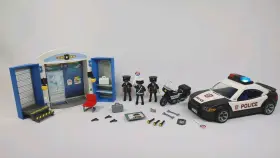 9111 Playmobil 5673 City Action Police Cruiser Car #5673 #9111 Set Lot With Accessories