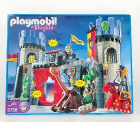 5738 Playmobil Knights Catapult Castle -100% Complete With Box Exc