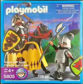 5805 Playmobil Knight With Squire War Horse And Weapons 2006 New In Sealed Box