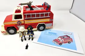 5843 Playmobil Firetruck Firefighter Playset - Squirts Water With Lights And Siren