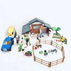 3713 Playmobil 5877 Horse Farm Super Set 5223 Suv Trailer Pony Wagon Lot