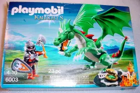 6003 Playmobil Knights # Great Dragon Green With Knight Geobra 2013 Miss 2 Bones
