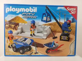 6144 Playmobil Construction Site Super Set Crane Tools Wheelbarrow New 2014 Ver