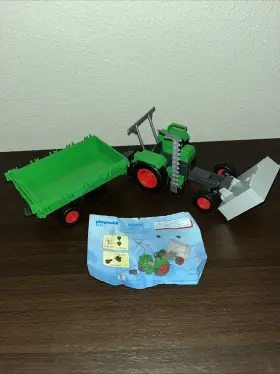 6212 Playmobil Country Green Farm Tractor With Trailer No Orig Box