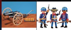 6274-7320 Playmobil 3 Union Soldiers Civil War Set 6274 And Western Cannon 7320 New