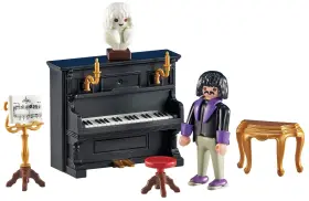 6527 Playmobil Victorian Piano And Pianist Figure Dollhouse Accessories Add-on N
