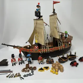 65e6b2c6-5d0f-4 Playmobil 3750 Pirate Ship Vintage 1970s Set With Figures And Accessories