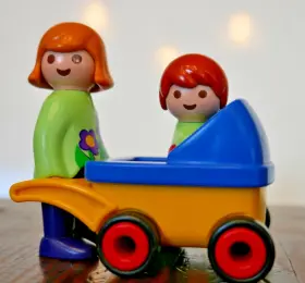 6749 Playmobil 1-2-3 Mother With Baby And Stroller Complete Excellent Condition