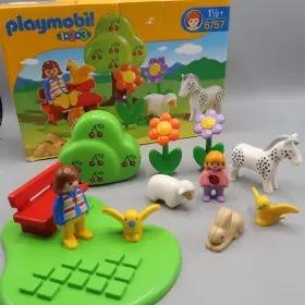 Playmobil 6757 1 2 3 Park Bench Horse Sheep Rabbit Flowers People