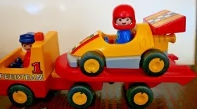 6761 Playmobil 1-2-3 Racing Car With Transporter Complete Excellent Condition