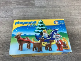 6787 Playmobil 1-2-3 Set #6787 Santa With Sleigh And Reindeer Angel Christmas Euc