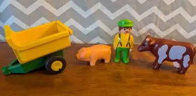 6801 Playmobil Vintage 1990s 123 Farm Play Set #6801 - Farmer Animals Trailer