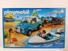 6864 Playmobil Surfer Pickup W Speedboat Trailer Motor Board Basket New 2015