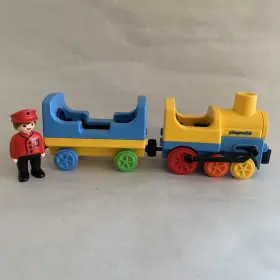 6900 Playmobil Vintage 1990 Locomotive And Passenger Train Car Conductor Figure