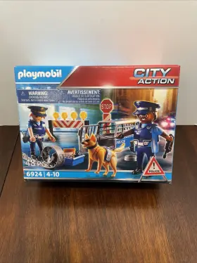 6924 Playmobil City Action Police Roadblock And Dog