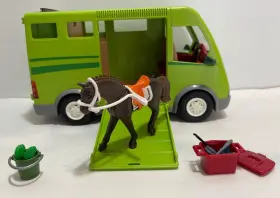 6928 Playmobil Horse Transporter Building Set Green Van Vehicle Country