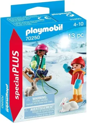 70250 Playmobil Children With Sleigh Winter Travel Family Fun Figures New