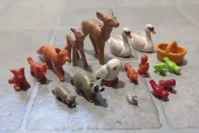 7034 Playmobil Forest Animals Woodland Deer Swan Owl Fox Racoon Birds Lot