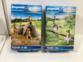 70355-70349 Playmobil Zoo Animals Sets 70349 Meerkat Colony And 70355 Lemurs - New In Box