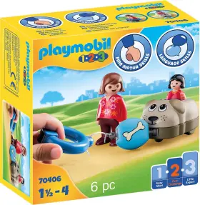 70406 Playmobil 1.2.3. Dog Train Car Amusement Park Summer Vacation Family Fun N
