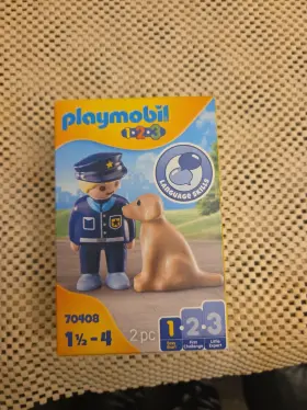 70408 Playmobil 123 Police Officer With Dog Figure Set New