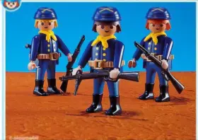 7047 Playmobil 3 Union Soldiers Civil War Western New In Add-on On Package