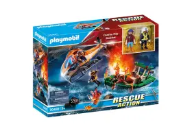 70491 Playmobil Coastal Fire Rescue Mission Action Heli Boat Damaged Box