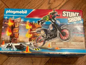 70553 Playmobil Stunt Show Motocross Bike With Fiery Wall New Sealed