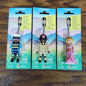70648 Playmobil Keychain Lot Police Officer Fireman Princess Action Figure Toy Clip