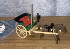7070 Playmobil Vintage Western Wagon Surrey 1989 Retired W Brown Horse Saddle 7070 Playmobil Vintage Western Wagon Surrey 1989 Retired W Brown Horse Saddle