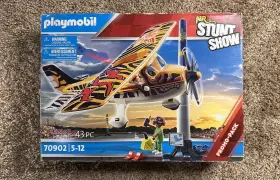 70902 Playmobil Air Stunt Show Tiger Propeller Plane Building Set Opened Box