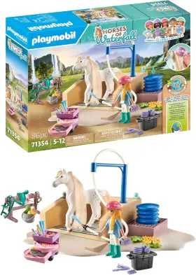 71354 Playmobil Horses Of Waterfall Washing Station With Isabella And Lioness Brand Ne