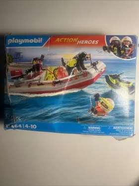 71464 Playmobil Action Heroes Fireboat With Aqua Scooter Mib/new