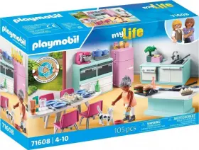 71608 Playmobil My Life Kitchen With Dining Table 105 Pcs Toy Building Kit